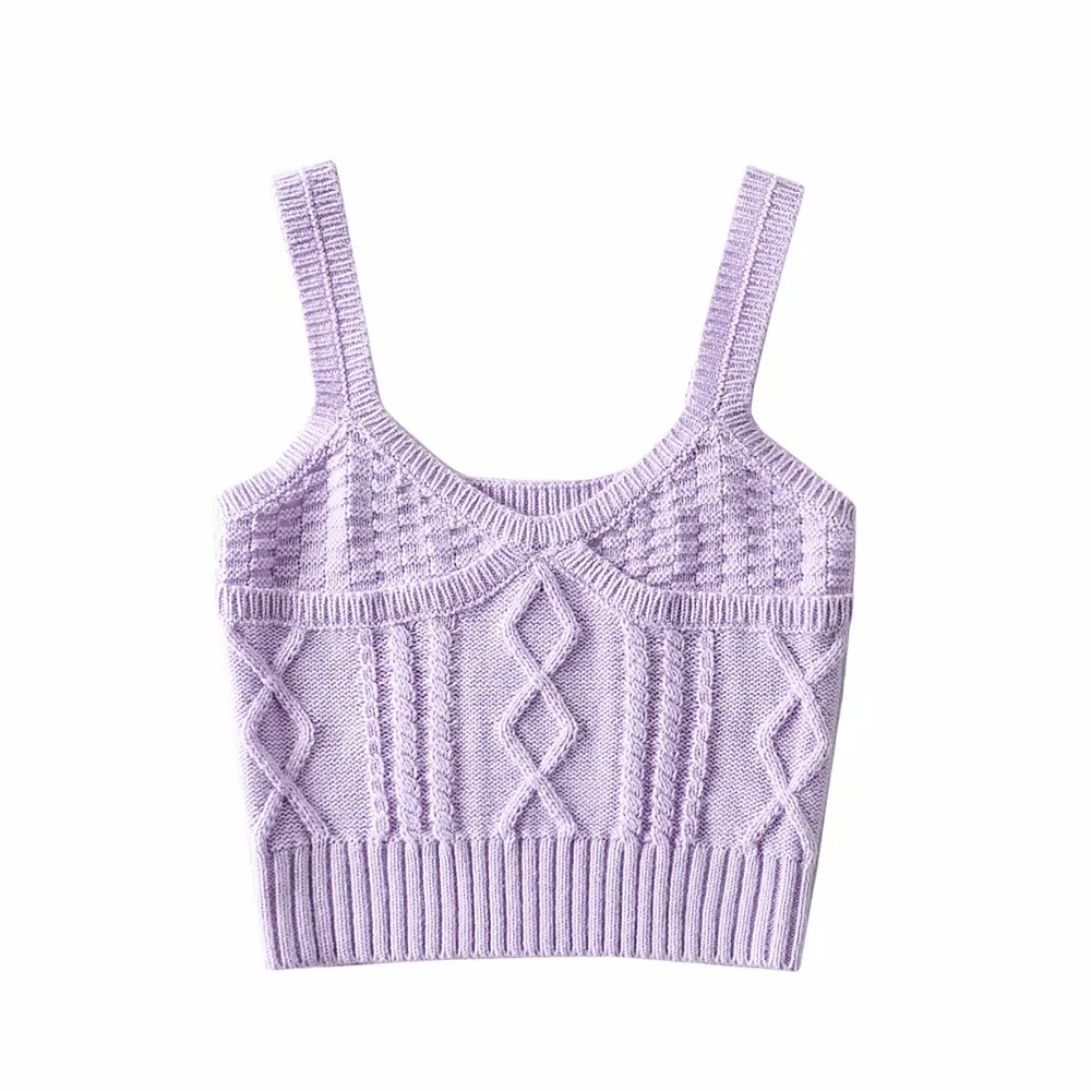 knitted twist V-neck bottoming vest NSAC19400