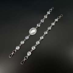 Diamond Decorated Chain, Lamb Skin Pleated Bag, Woven Bag with Embedded Diamonds, Shoulder Strap Pendant