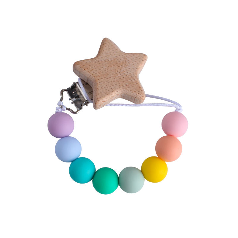 Nueva Haya estrella de cinco puntas chupete clip bebé DIY creativo cadena chupete de silicona de dibujos animados Beech Toy teether