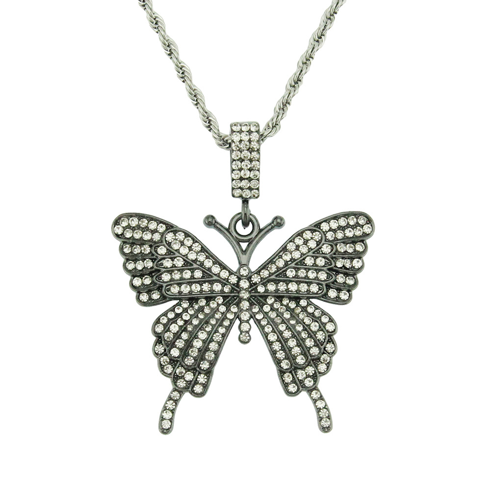 Collar Con Colgante De Mariposa De Diamante Lleno De Moda Simple display picture 3