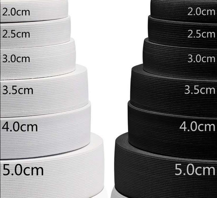 松紧带宽0.6cm-12cm钩编黑白弹力裤腰袖口橡筋带现货厂家直供