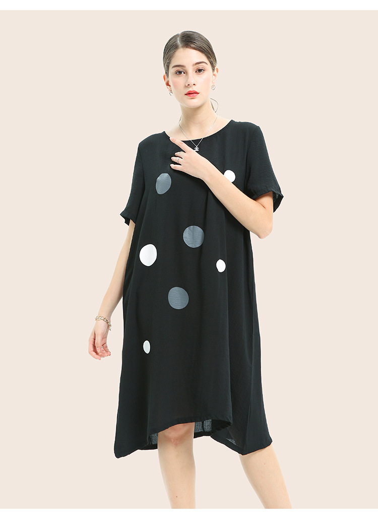 plus size polka-dot short-sleeved dress NSJR42552
