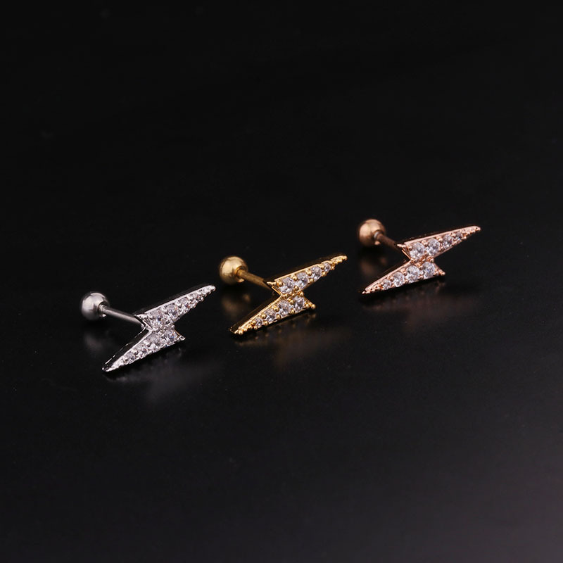 Ear Cartilage Rings & Studs Lady Geometric 316 Stainless Steel  Copper Inlaid Zircon display picture 2