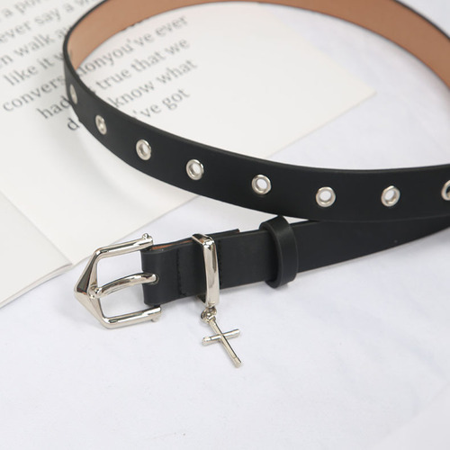 New pin buckle casual simple belt fashion personalized button jeans dress decorative black belt