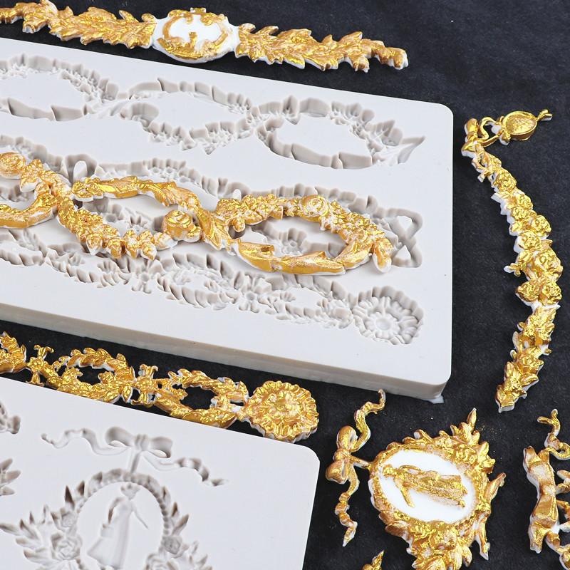 Estilo europeo en relieve molde de silicona fondant decoración de la boda herramienta de molienda para hornear ritmo seco molde de chocolate molde de la torta