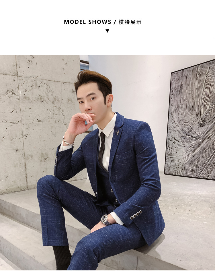 1 Spring And Autumn Men's Suit Set Korean Version Slim Fit Trendy Youth Business Formal Wear Handsome Casual Blazer_viptrois.com