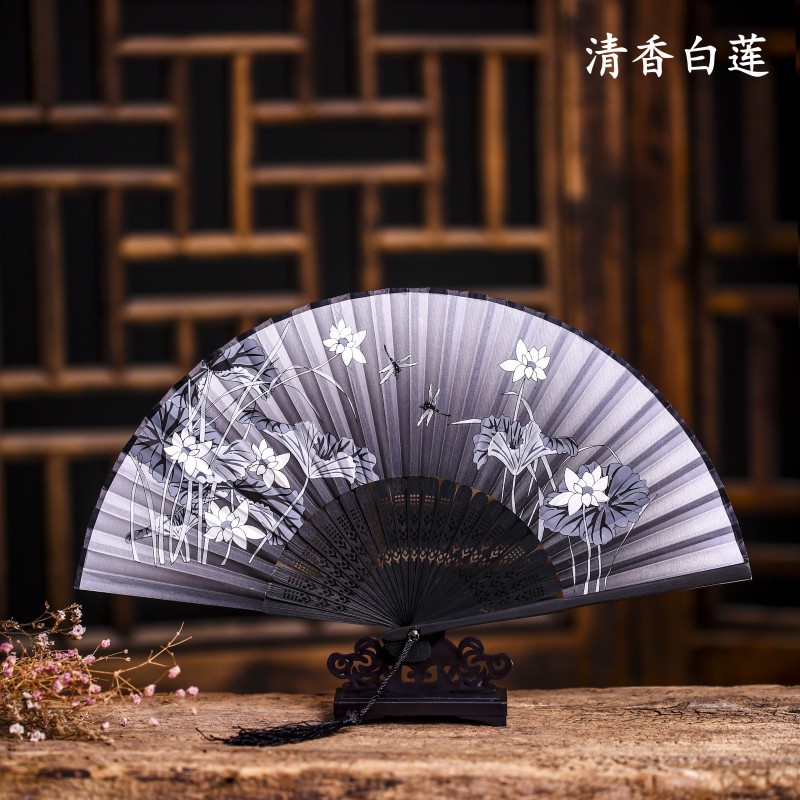 夏季广告日式折扇中国风扇子绢扇和风夏季男女扇樱花古风折叠扇子-阿里巴巴