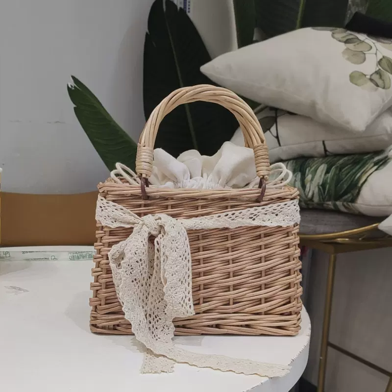 海边的菜篮子女包手提草编包柳编藤编复古小包沙滩度假夏天海边方