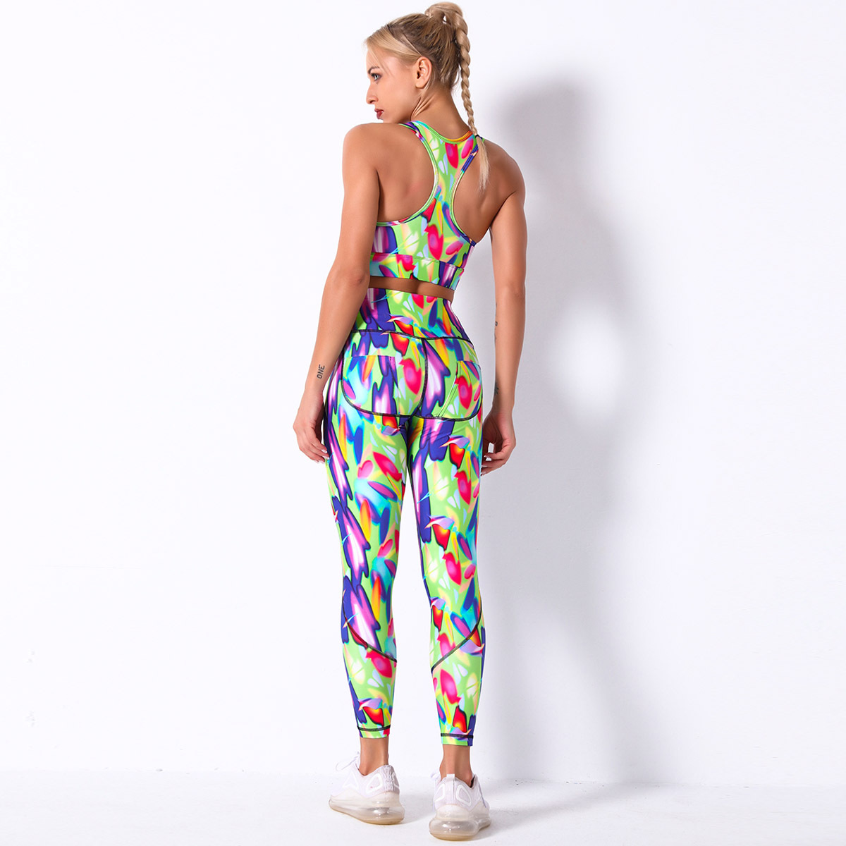 printing shockproof gather yoga suit  NSNS10729