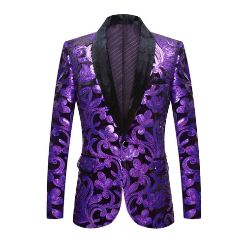 Men's gold green blue sequined jazz dance blazers singer host stage performance dress suit sequined jacket host nightclub DJ coats studio photo dress suit