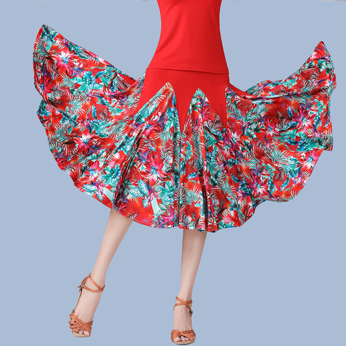 Floral Ballroom dance skirts for women print dance skirt big swing skirt square dance skirts social dance practice skirt