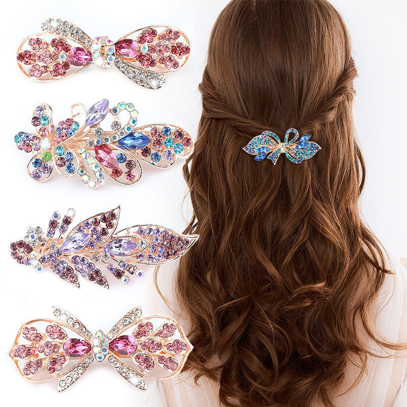 成人发夹韩版小号马尾夹横夹顶夹弹簧夹边夹发卡水晶镶钻发饰品|ms