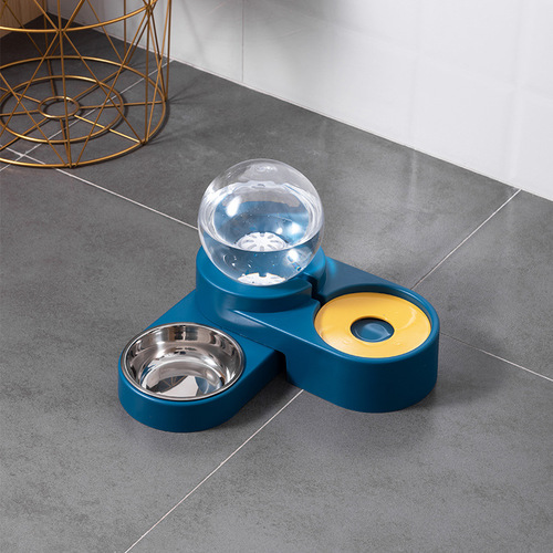 Internet celebrity spherical pet cat bowl double bowl automatic drinking cat bowl non-wet mouth food bowl anti-dog rice bowl dog bowl dog bowl