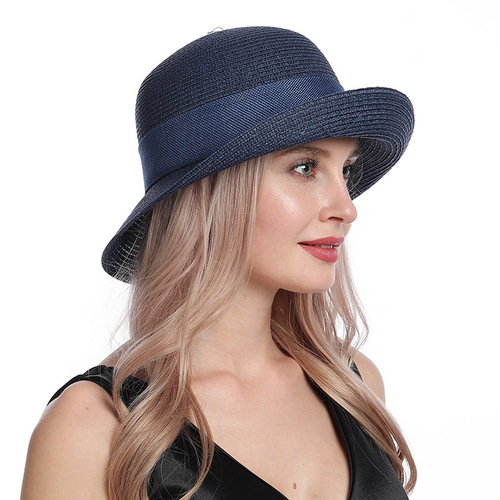 Summer Fashion Grass Hat for Women, Simple Wavy Edge Bowler Hat, Versatile Fisherman Hat, Sunshade and Sun Protection Hat for Girls and Boys