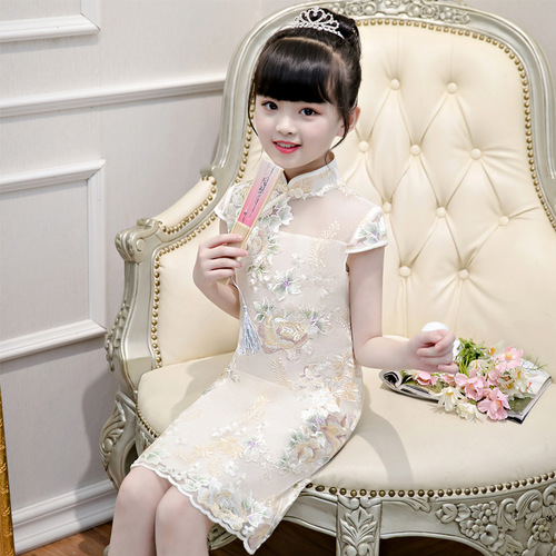 Cheongsam for kids Girl Chinese Dress cheongsam elementary school girl children Chinese Dress cheongsam thin Princess cheongsam skirt