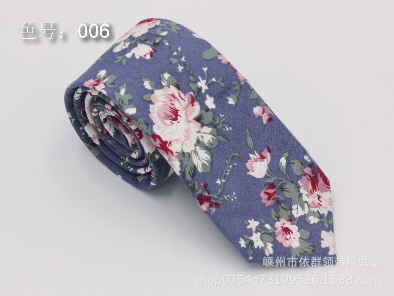 Los fabricantes venden al por mayor corbata de algodón para hombres de estilo chino 6cm de ancho y estrecho corbata estampada casual de moda floral en stock