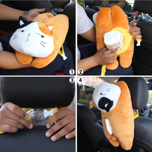 Car Tissue Box Cartoon Car Plush Tissue Box Creative Armrest Box Seat Back Hanging Tissue Box Car Supplies