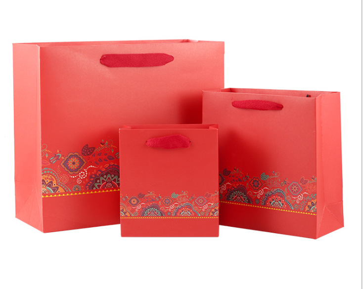 Bolsa de regalo del Día de Año Nuevo Bolsa de regalo de estilo chino Bolsa de papel portátil Bolsa de papel Bolsa de regalo