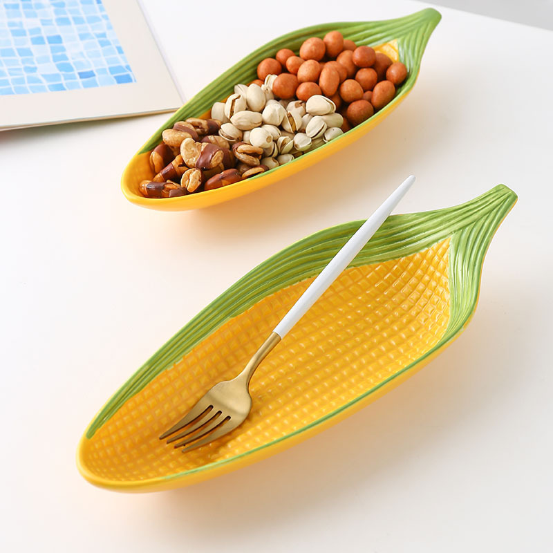 Corn Plate Cartoon Creative Hand-painted Ceramic Plate Embossed Cute Personality Trendy Fruit Plate Snack Plate Dim Sum Plate Corn Plate Cartoon Creative Hand-painted Ceramic Plate Embossed Cute Personality Trendy Fruit Plate Snack Plate Dim Sum Plate