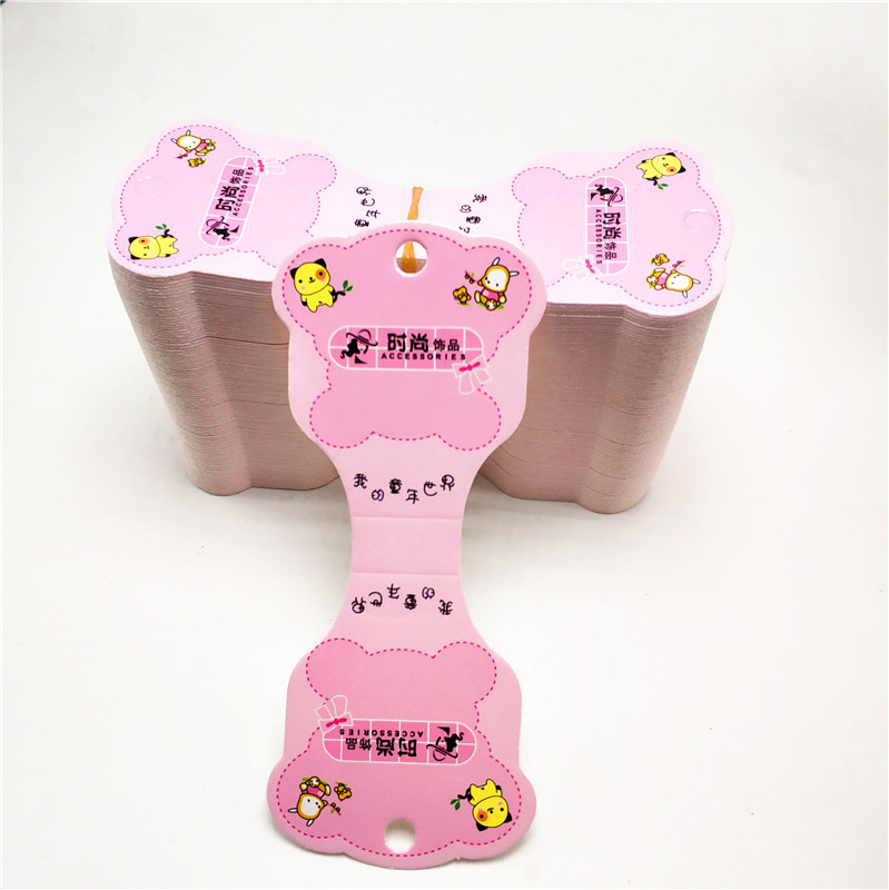 200张一捆 饰品店包装材料卡纸发圈吊牌皮筋纸卡卡通小熊吊牌批发