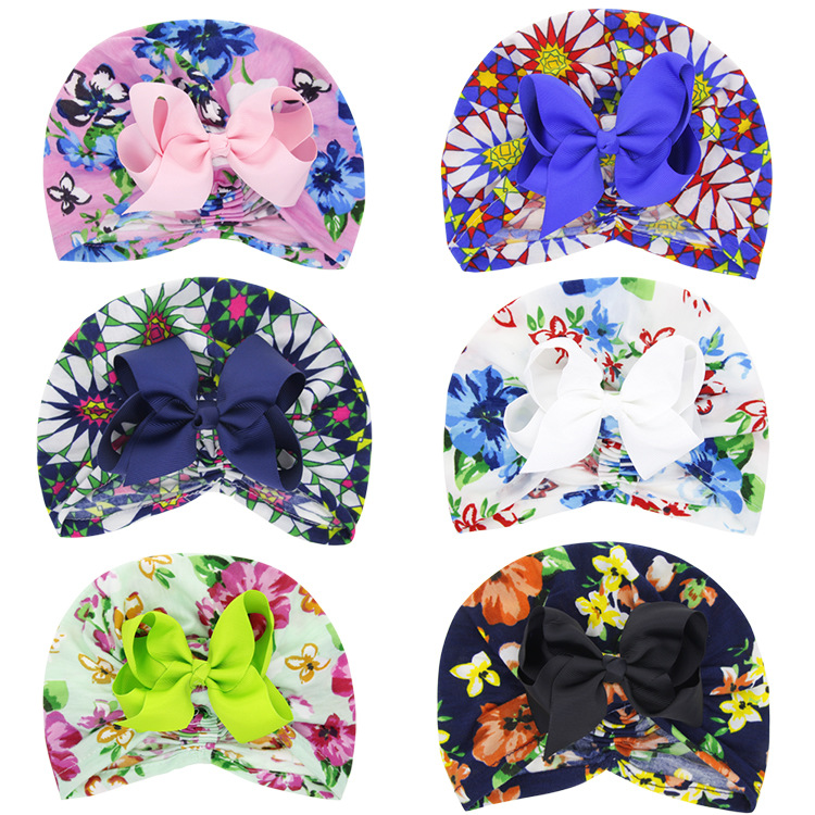 Cute Newborn Hats Baby Hats Print Colorful Hedging Hats Nihaojewelry display picture 1