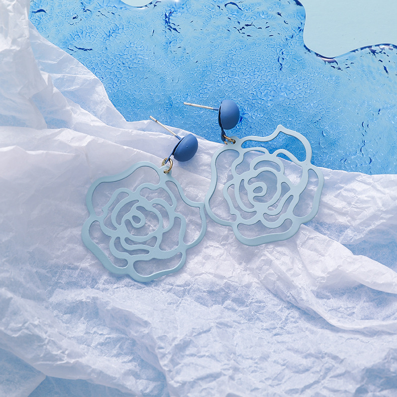 925 Argent Aiguille Nouveau Populaire Brume Bleu Simple Boucles D&#39;oreilles En Gros Nihaojewelry display picture 3