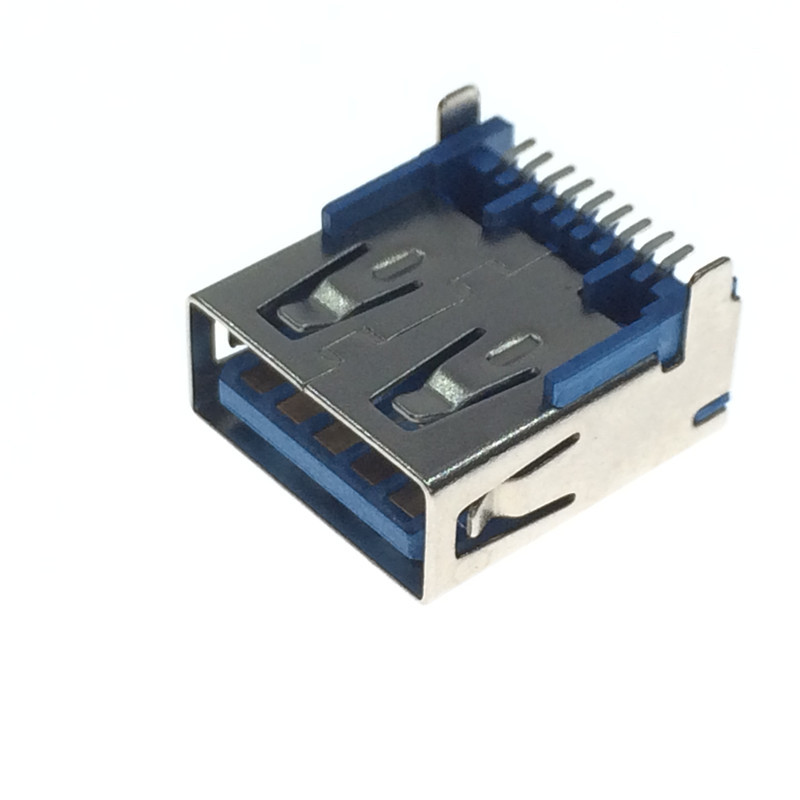 USB3.0焊接头贴片头9针脚SMT插头贴板USB母座贴片式元件器连接器