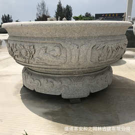 大理石石雕花钵 小区石材花盆造型图片 款式多福建石雕厂加工