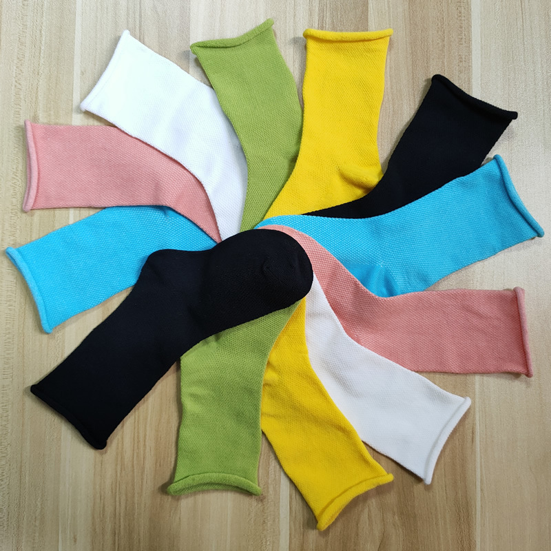 Children's medium tube socks spring and summer thin mesh combed cotton candy color elastic curling solid color socks baby pile socks