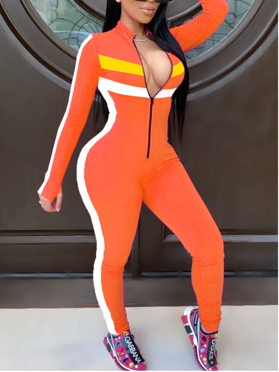2020 Cross border Source of goods Amazon Independent Selling Occident fashion Hit color stitching leisure time Jumpsuits