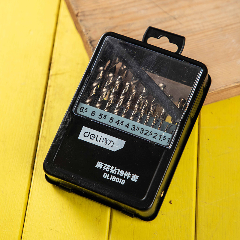 Deli DL18019 twist drill electric drill impact drill combination metal drilling twist drill 19-piece set 1-10mm