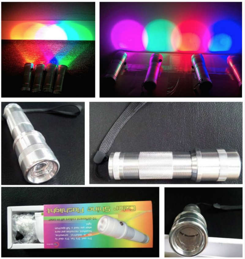 Export product customized product Full color 10 colour RGB LED Flashlight