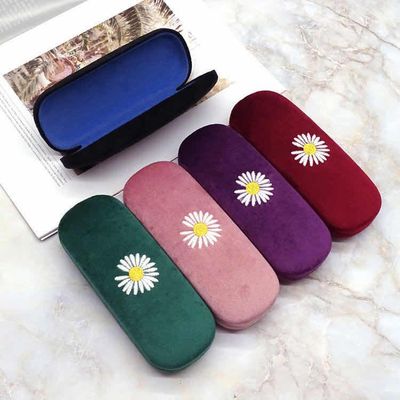 眼镜盒女新款绒布小雏菊近视眼镜盒女便携眼镜盒创意个性可做LOGO