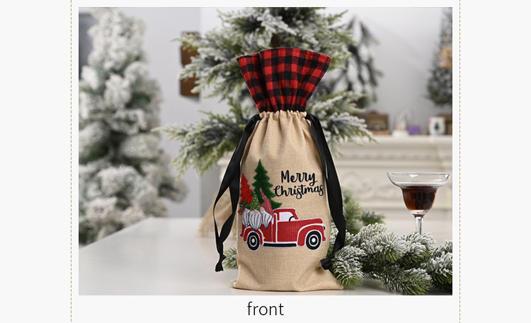 Weihnachten Haobei neue Weihnachtsdekoration liefert Wald ältere Auto Weinflaschenhülle Leinen Plaid Weinflaschentasche Weinhülle_voghion.com