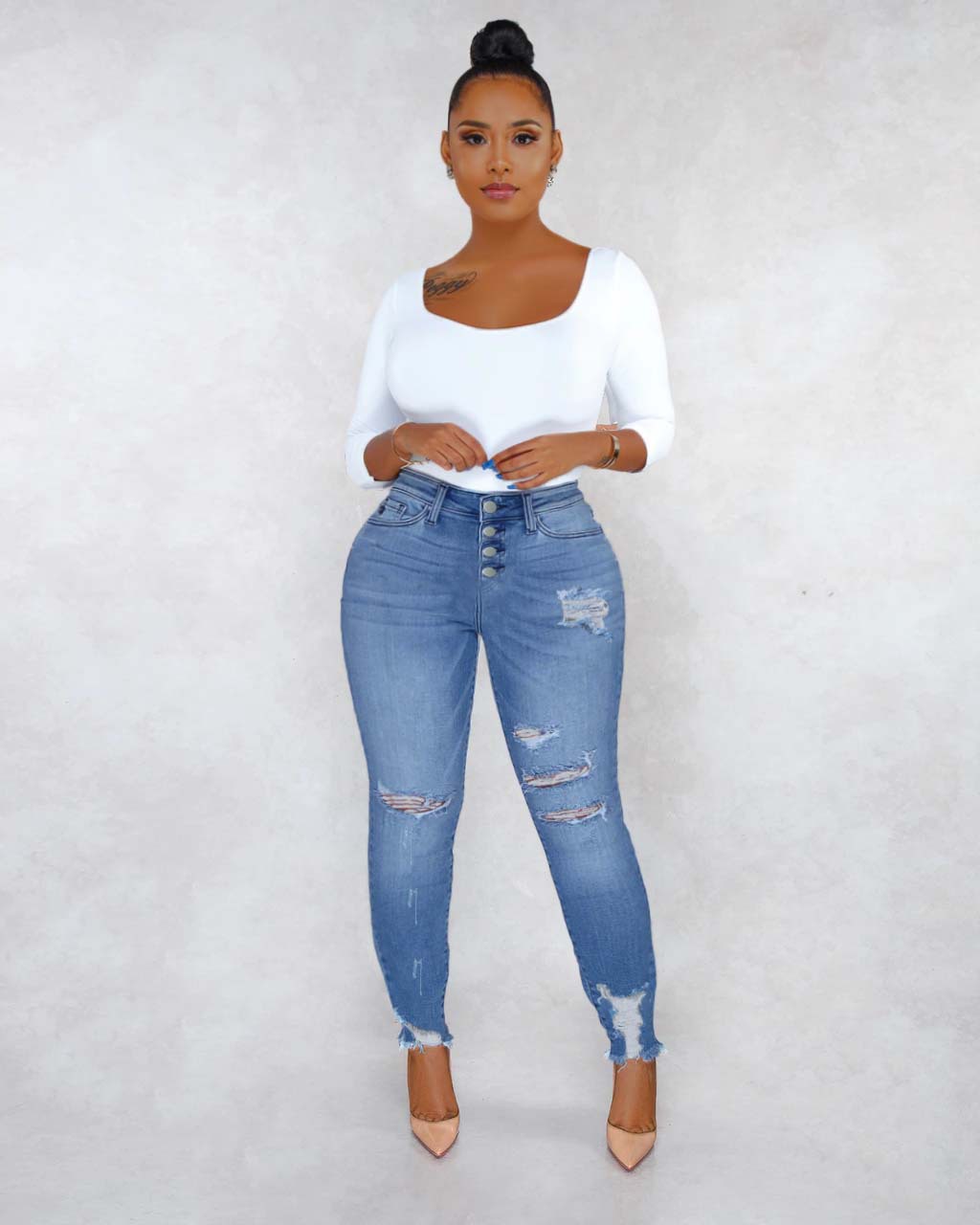 ripped washed jeans nihaostyles clothing wholesale NSWL80957