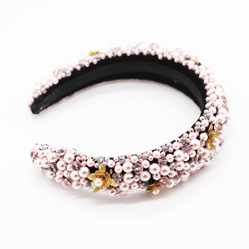 New Fashion Luxury Crystal Beaded Metal Flower Headband Nihaojewelry Wholesale display picture 3
