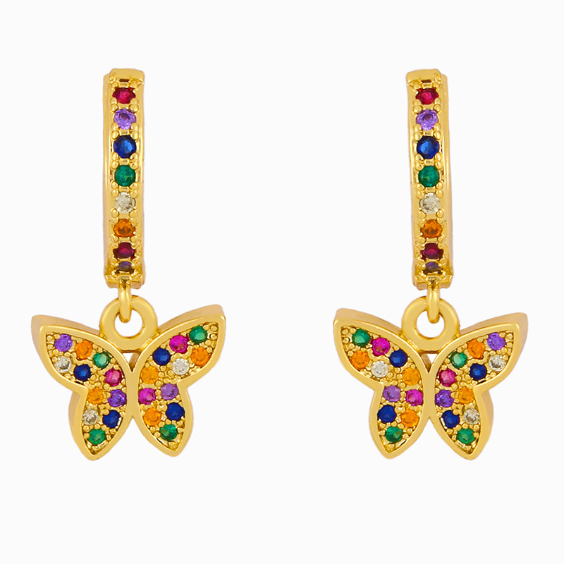 Européen Et Américain Exagérée Diamant Papillon Boucles D'oreilles Bohème Arc-en-oiseau Boucles D'oreilles Femelle Croix-frontière E-commerce Exclusif Pour Ers96 display picture 6