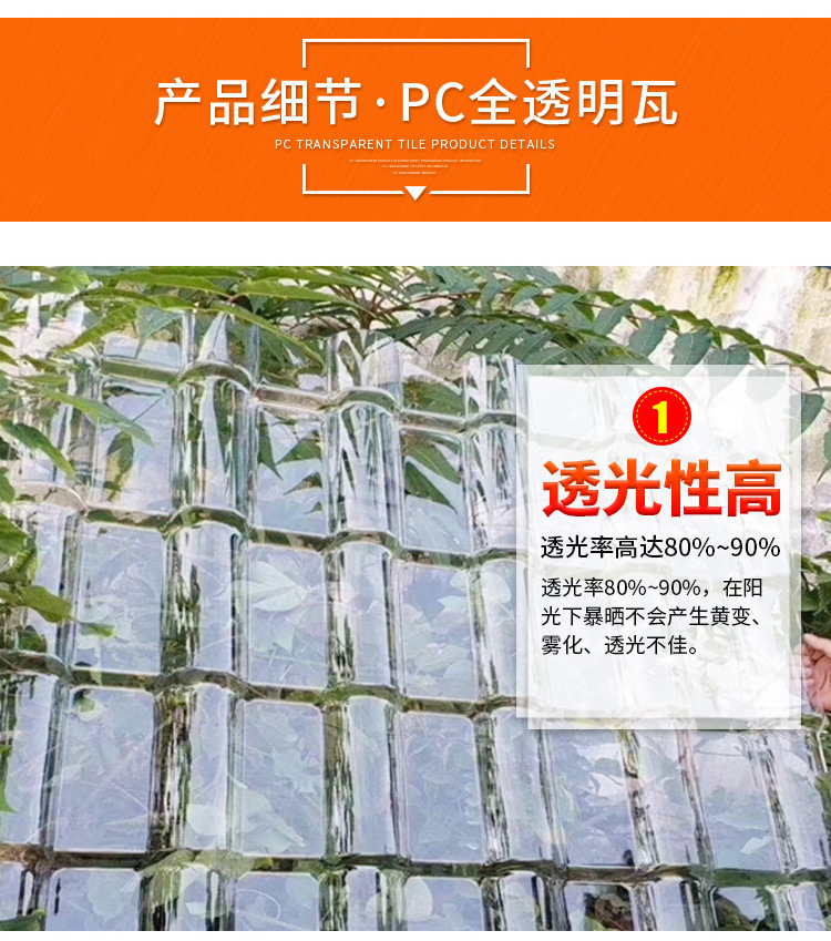 FRP采光瓦透明瓦塑料瓦屋顶加厚PC玻璃钢瓦彩钢瓦石棉瓦厂家直销详情6