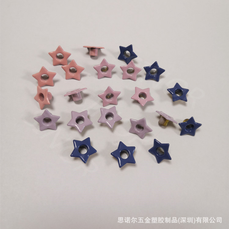 厂家直销五角星鸡眼扣金属鞋眼扣彩色凤眼铆钉羽绒服箱包配件