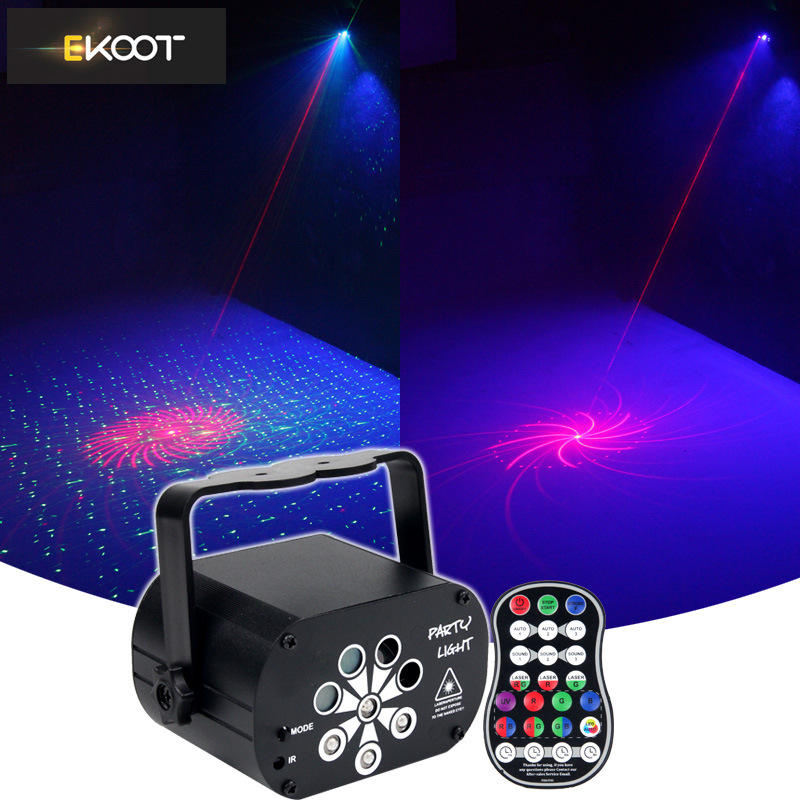 2020款8孔120圖案激光舞台燈 LED聲控迷妳閃光燈 星空投影燈家用