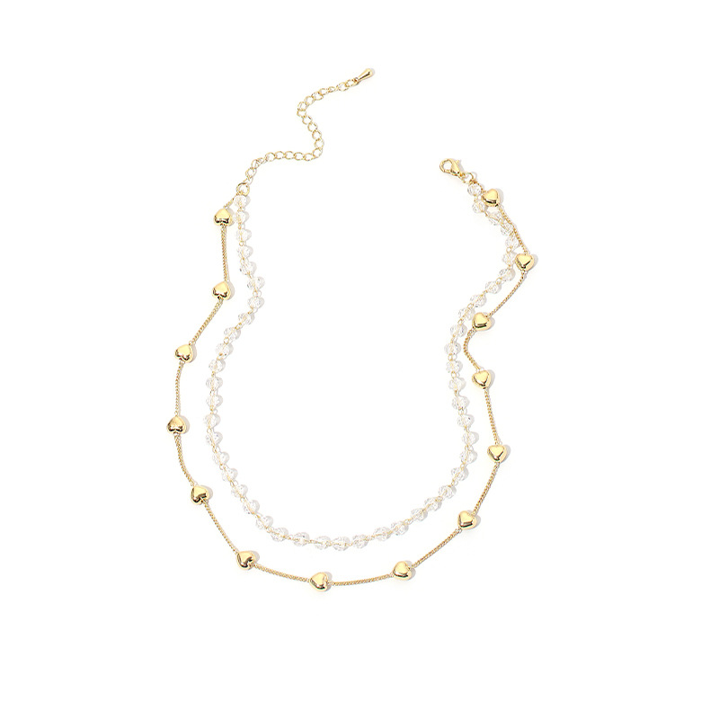 20g Weight Necklace Classification Wedding, Travel Occasion Women'S Gender Simple Crystal Love Double-layer Bracelet Girls Light Luxury Necklace 10