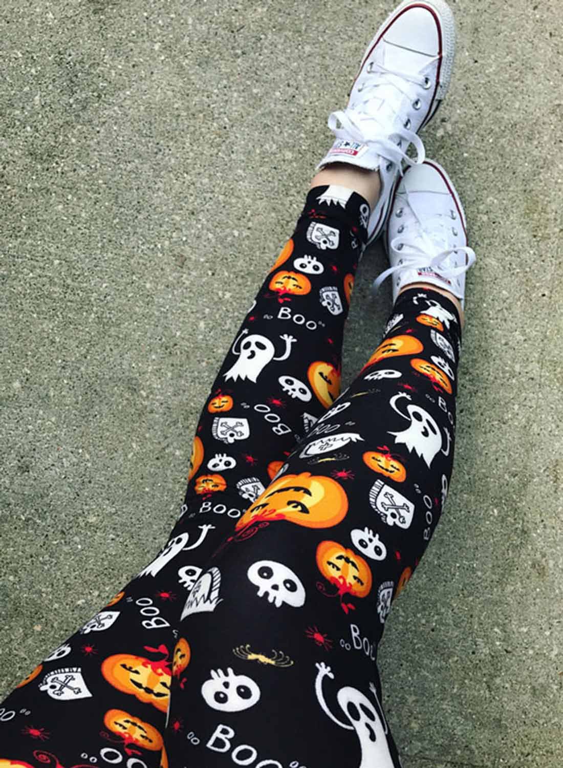 Leggings nuevos de halloween para mujer leggings ajustados estilo callejero con estampado de calavera NSSI2802