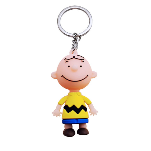 Cartoon silicone cute Snoopy doll keychain Charlie Sanmao boy keychain chain bag pendant jewelry