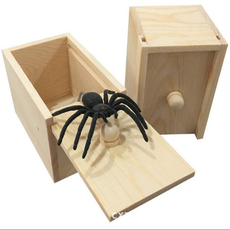 抖音同款整人玩具蜘蛛木盒子整蛊神器吓一跳恶搞恶作剧恐怖小木盒