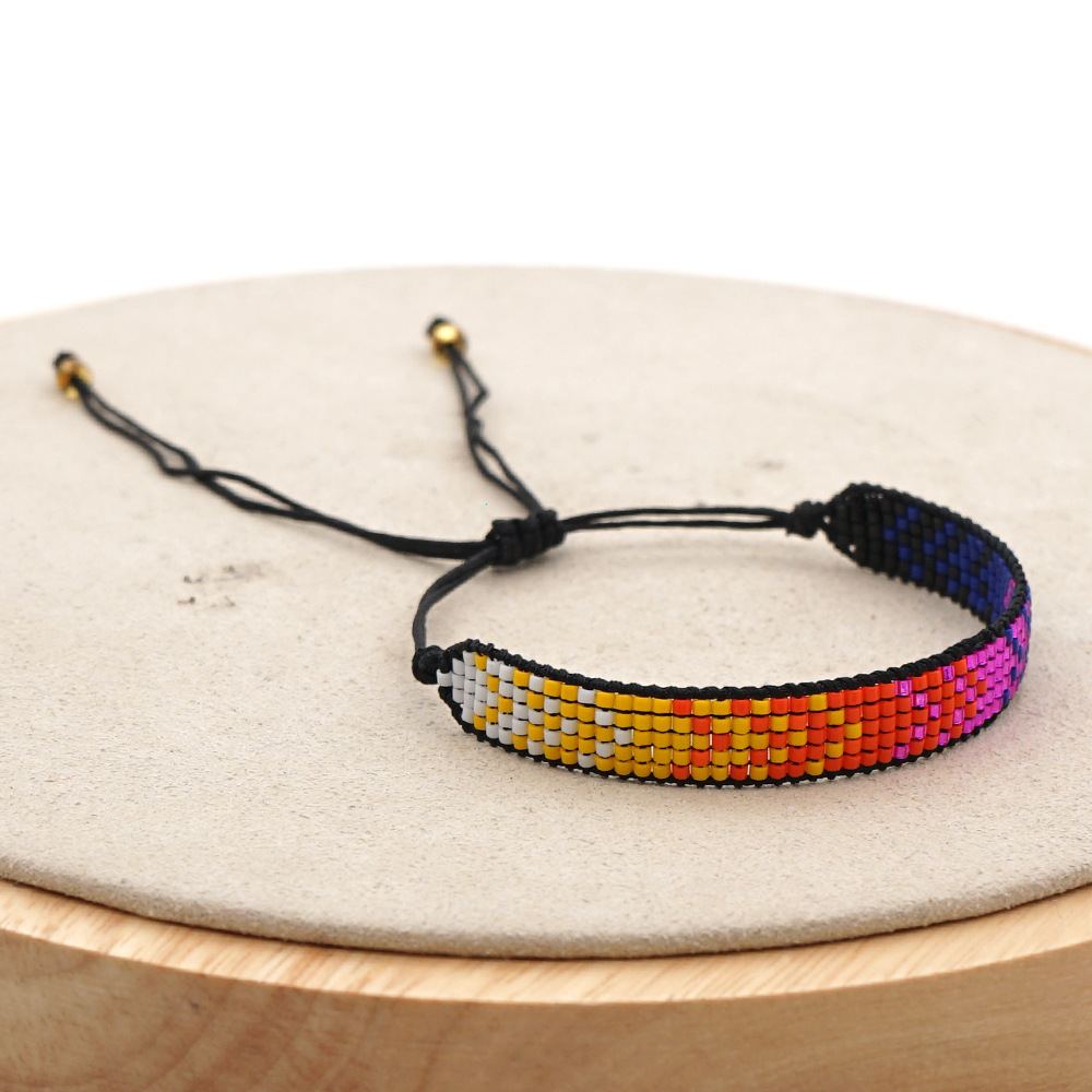 Grenz Überschreitende Neue Europäische Und Amerikanische Mode Lila Farbverlauf Armband Miyukidb Reis Perlen Ins Mode Gestapelte Armbänder display picture 5