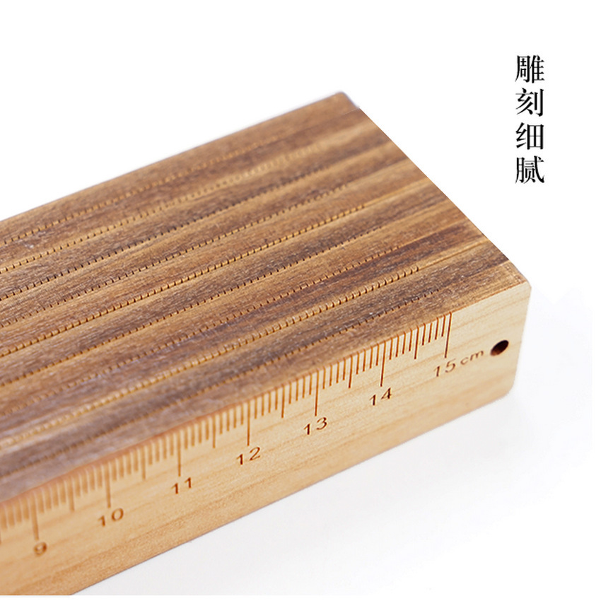 Regla de madera logotipo personalizado grabado láser 15cm melocotón madera artesanía regla campus recuerdo aprendizaje papelería