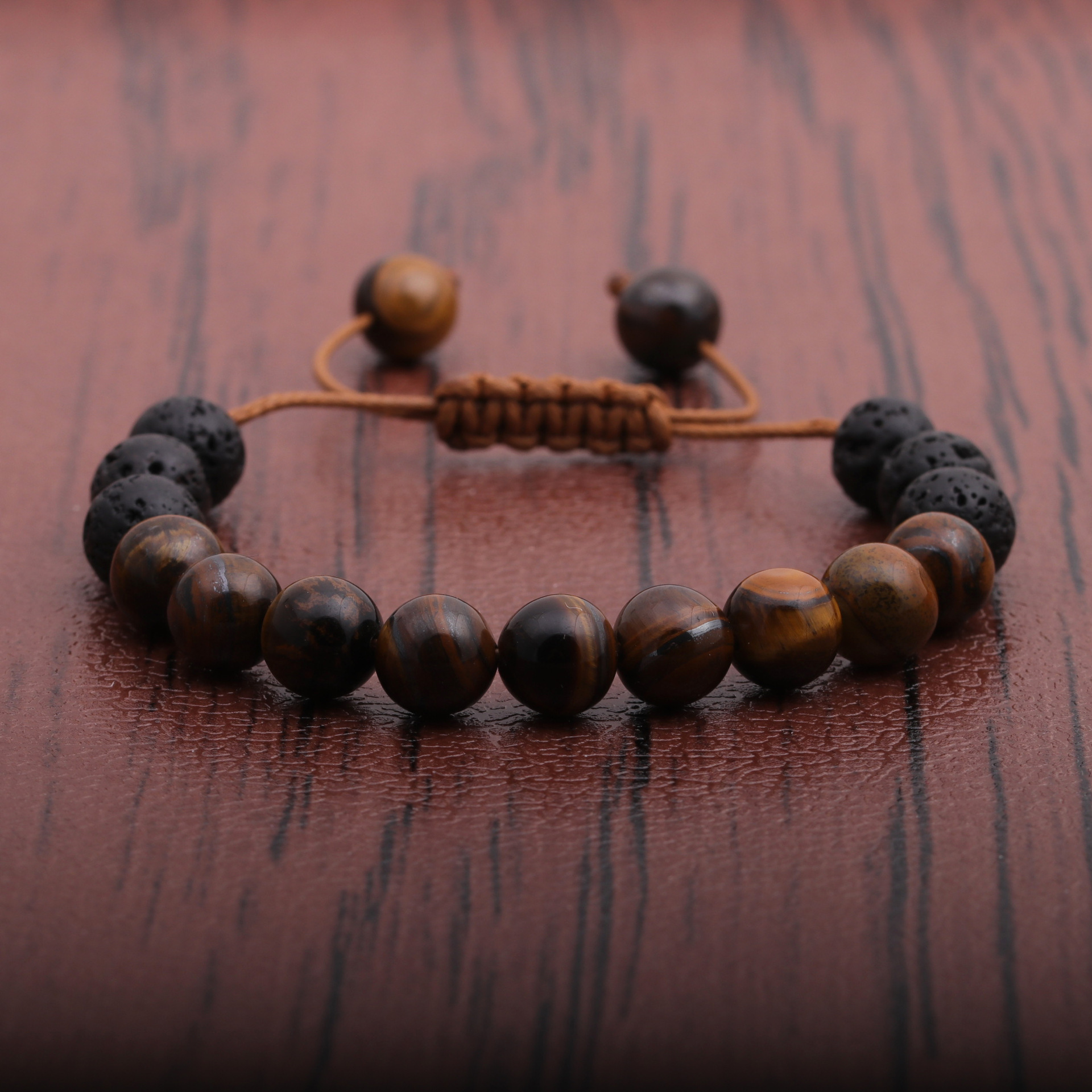 Volcanic Stone Tiger Eye Turquoise Powder Spar Bracelet display picture 2