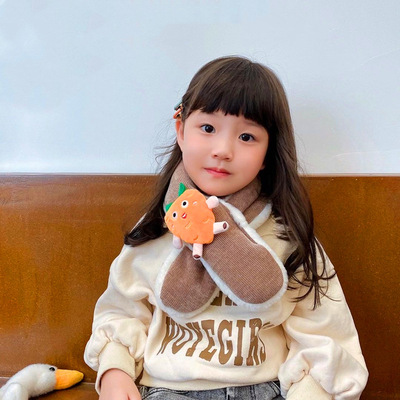 可爱围巾女宝宝儿童日系卡通百搭冬款加厚獭兔毛保暖毛绒围脖批发