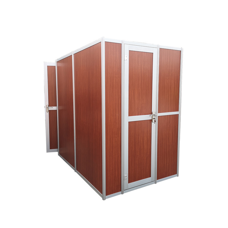 展会贮藏间拉门临时隔断铝合金门70扁铝PVC板铰链门翻译间