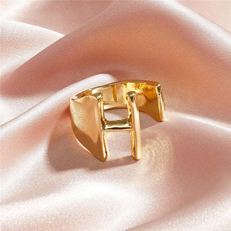 New 26 English Alphabet Ring Fashion Street Shooting Opening Adjustable Metal Ring Women display picture 4